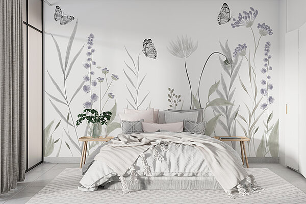 Schmetterlinge fliegen über Blumen Schmetterlinge fliegen über Blumen