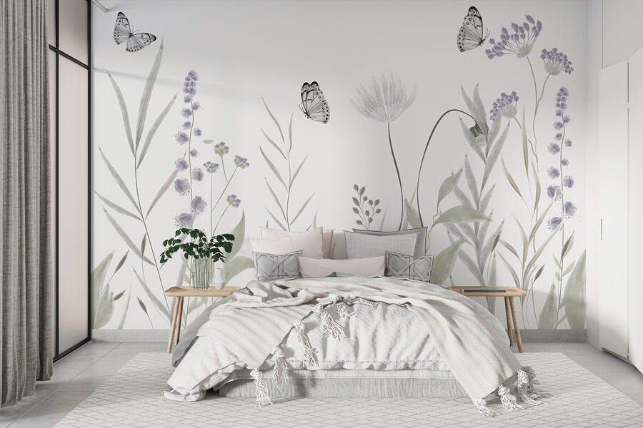Schmetterlinge fliegen über Blumen