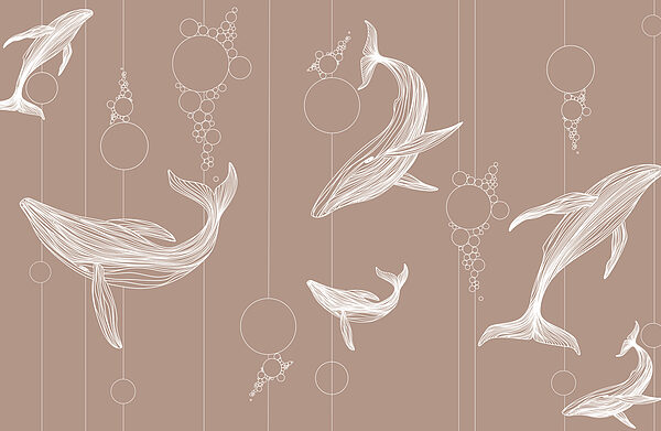 Group of whales with bubbles