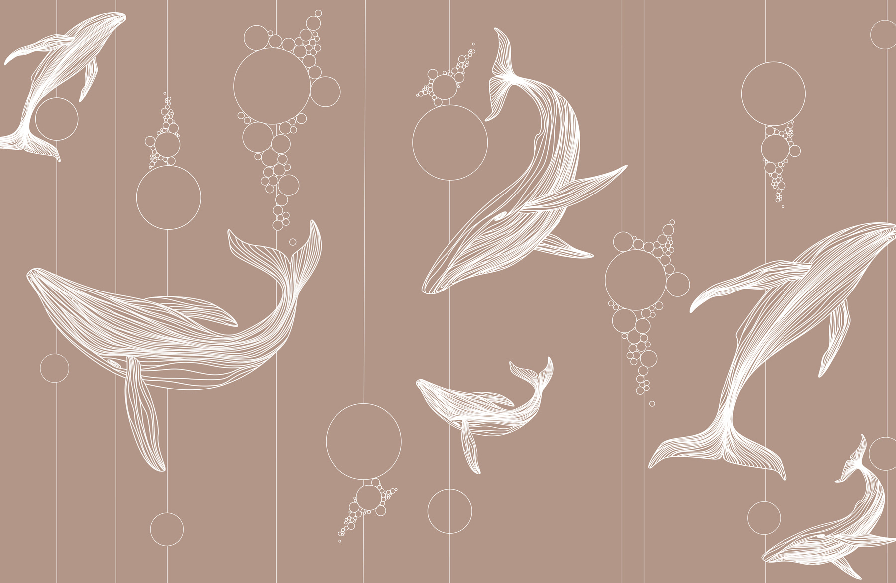 Group of whales with bubbles