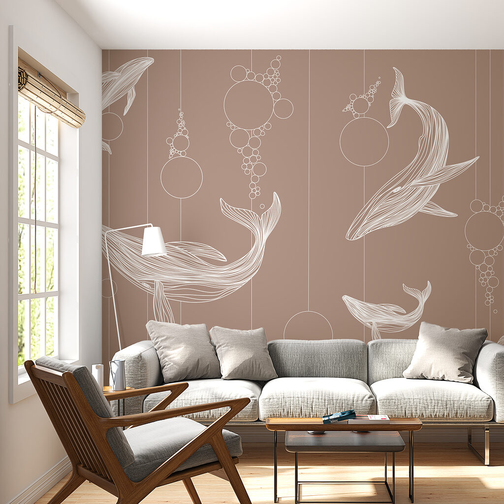 Group of whales with bubbles