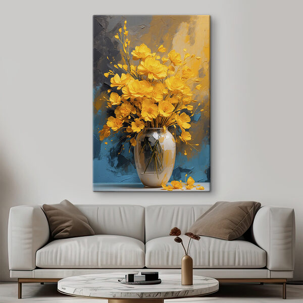 Vase with yellow flowers Vase with yellow flowers