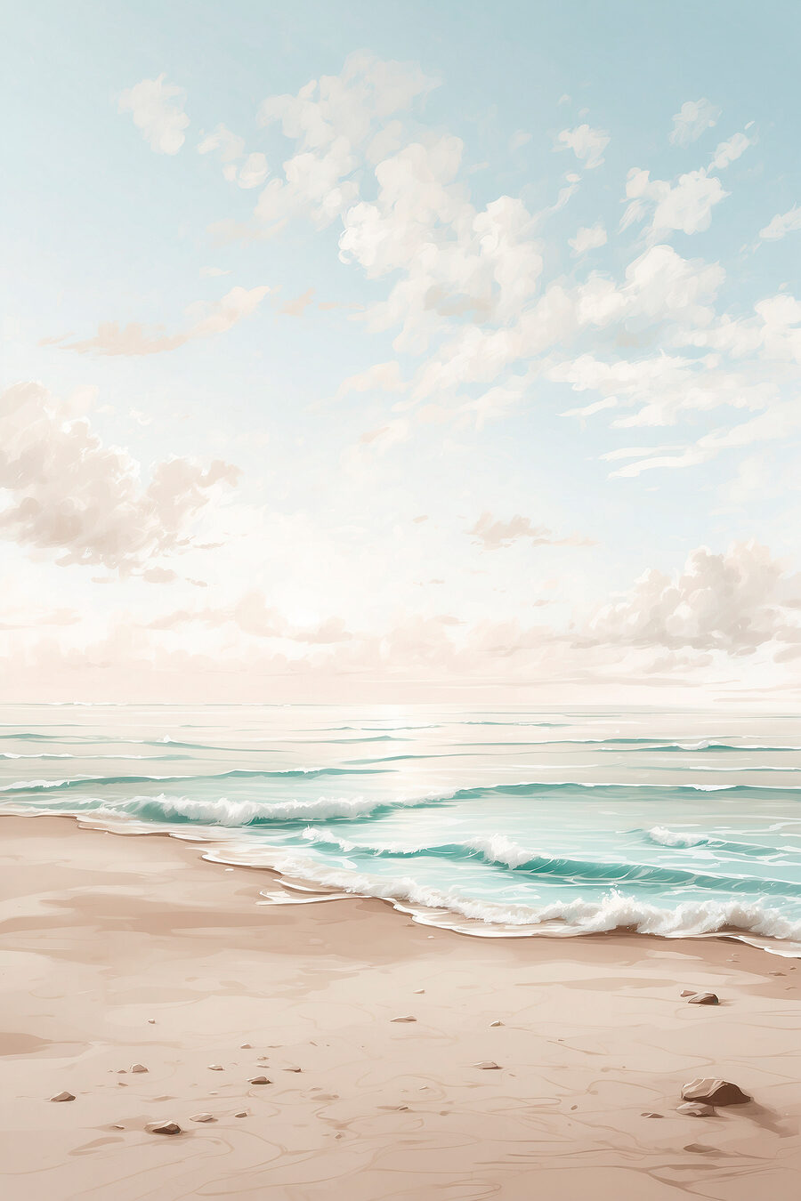 Strand mit Wellen und Sand