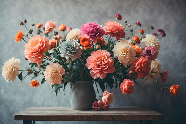 Vase mit Blumen auf einem Tisch Vase mit Blumen auf einem Tisch