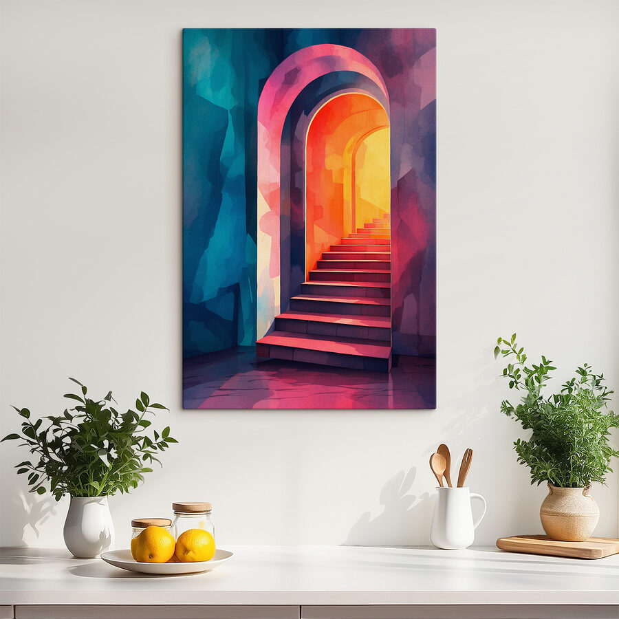 Bunter Flur mit Treppe