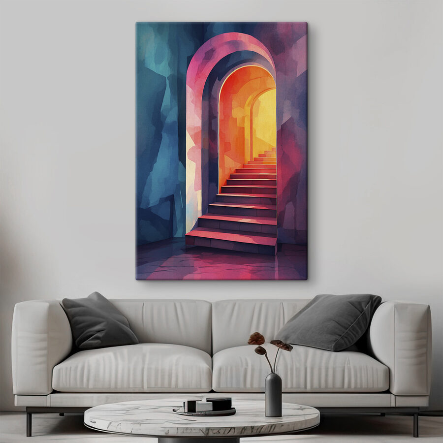 Bunter Flur mit Treppe