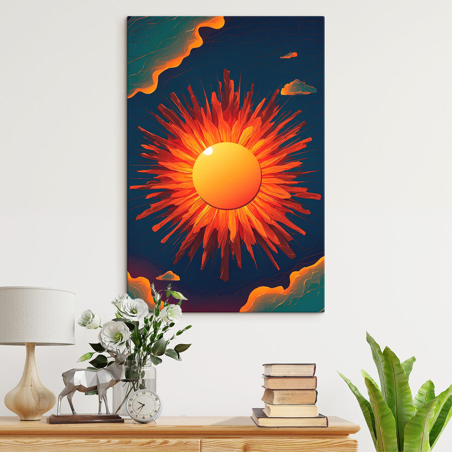 Sonne mit einer hellen Sonne am Himmel