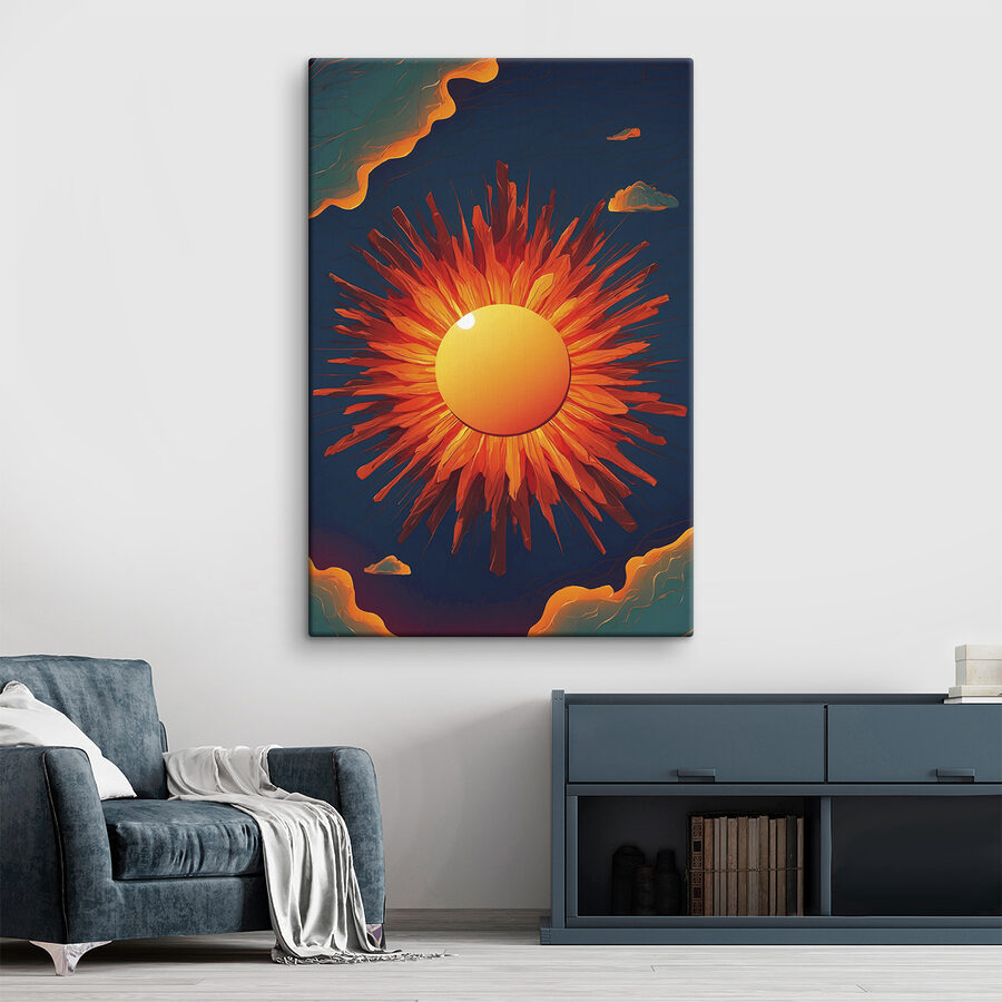 Sonne mit einer hellen Sonne am Himmel