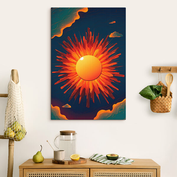 Sonne mit einer hellen Sonne am Himmel Sonne mit einer hellen Sonne am Himmel