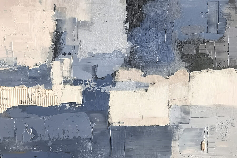 Malerei in verschiedenen Blau- und Weißtönen Malerei in verschiedenen Blau- und Weißtönen