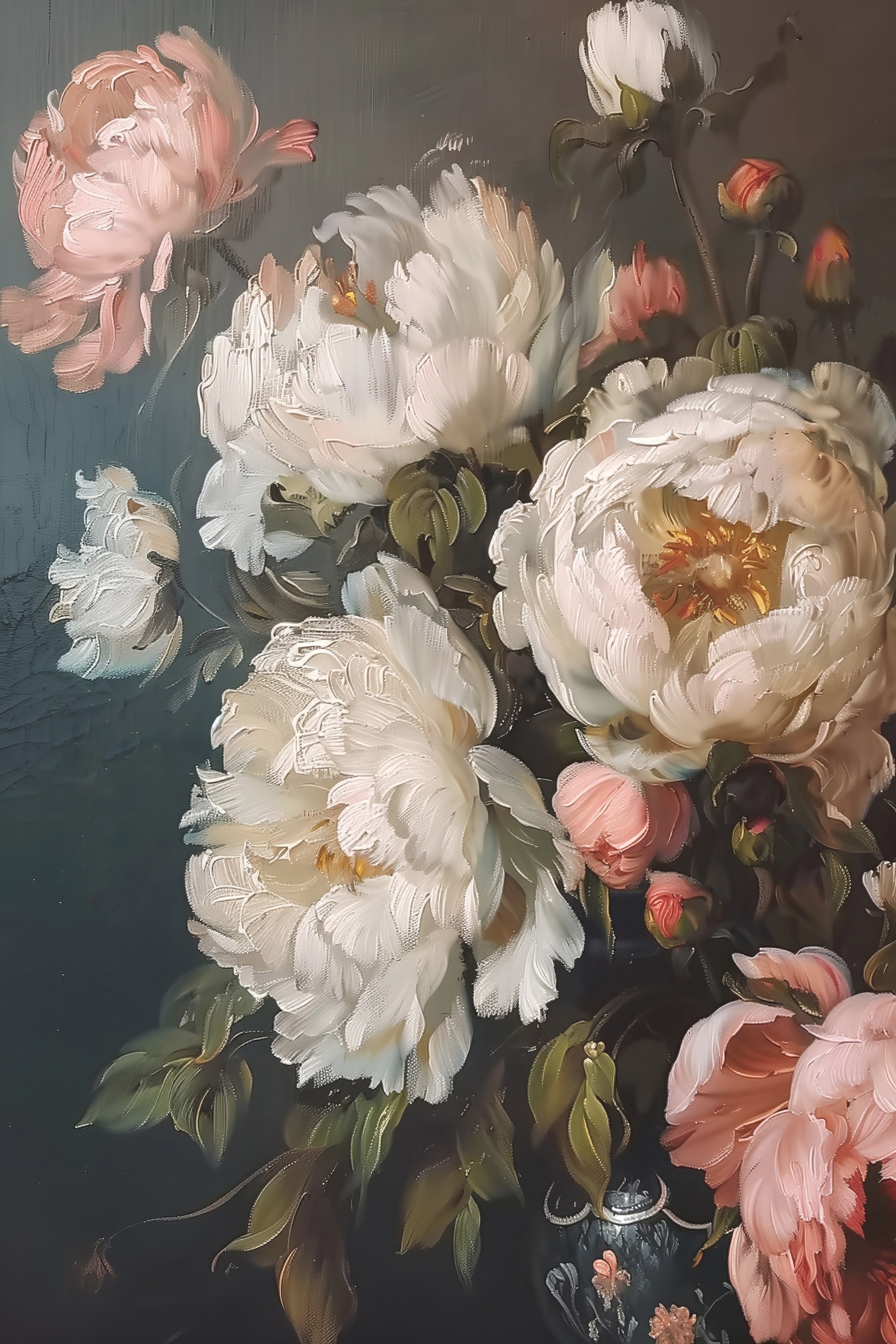 Painting of white and pink flowers
