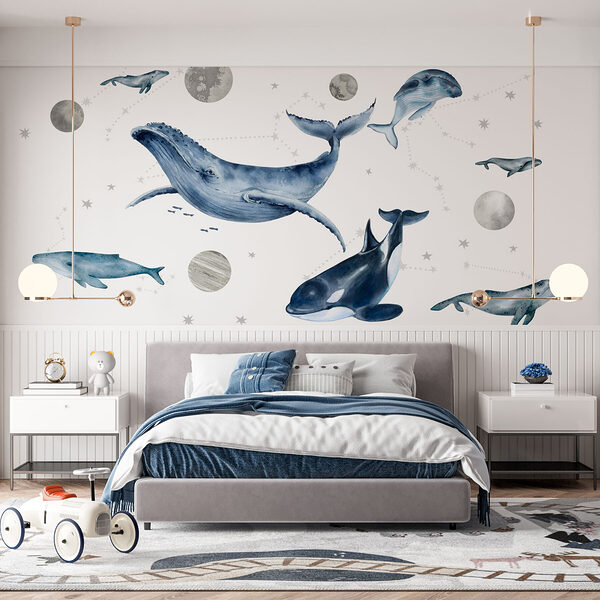 Gruppe von Walen und Fischen Gruppe von Walen und Fischen