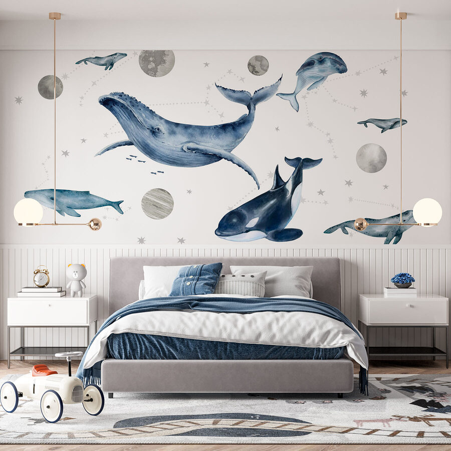 Gruppe von Walen und Fischen Gruppe von Walen und Fischen