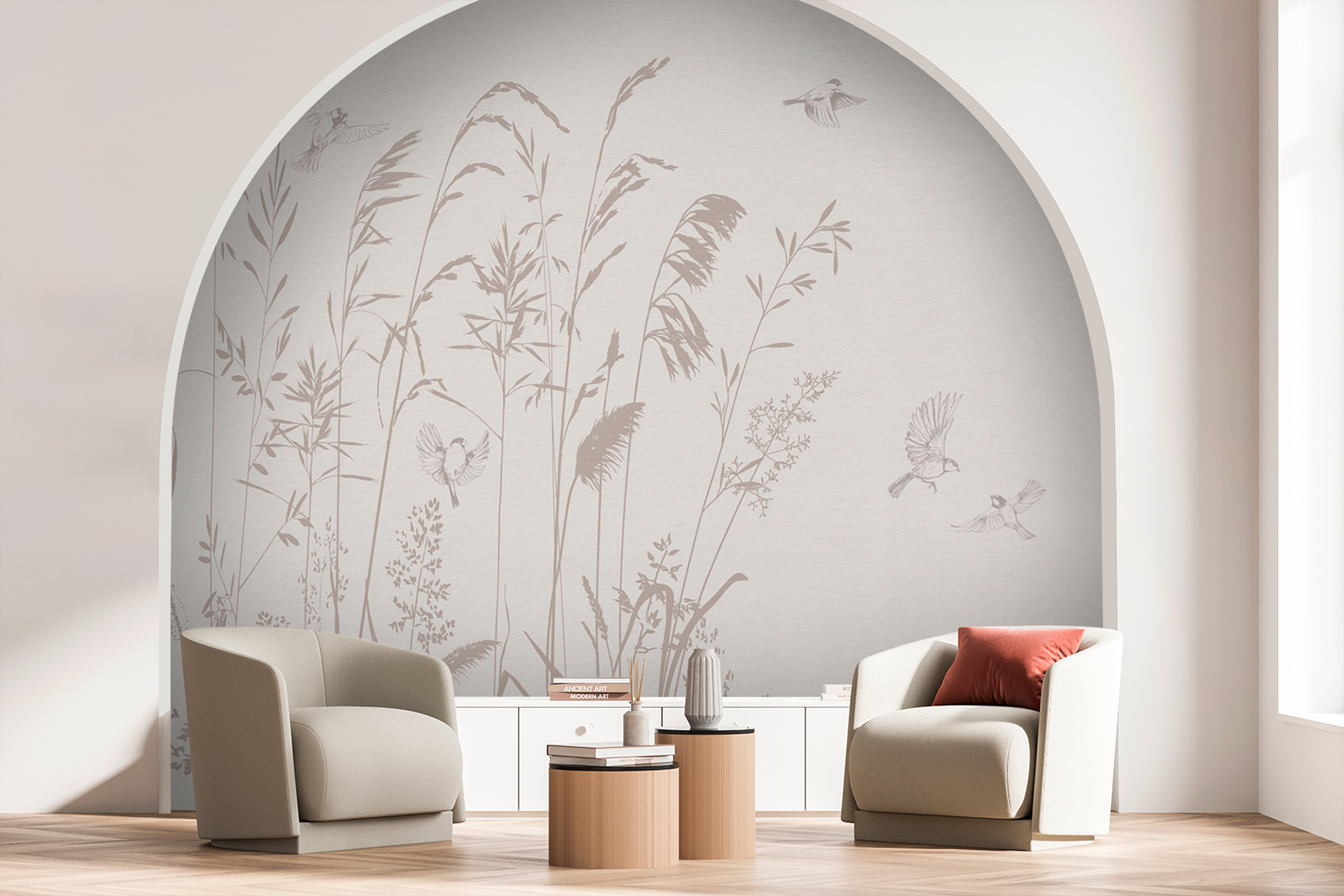 Birds flying over tall grass Birds flying over tall grass