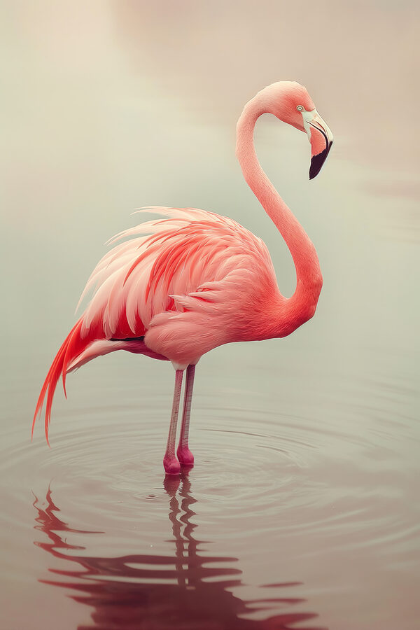 Flamingo im Wasser stehend Flamingo im Wasser stehend
