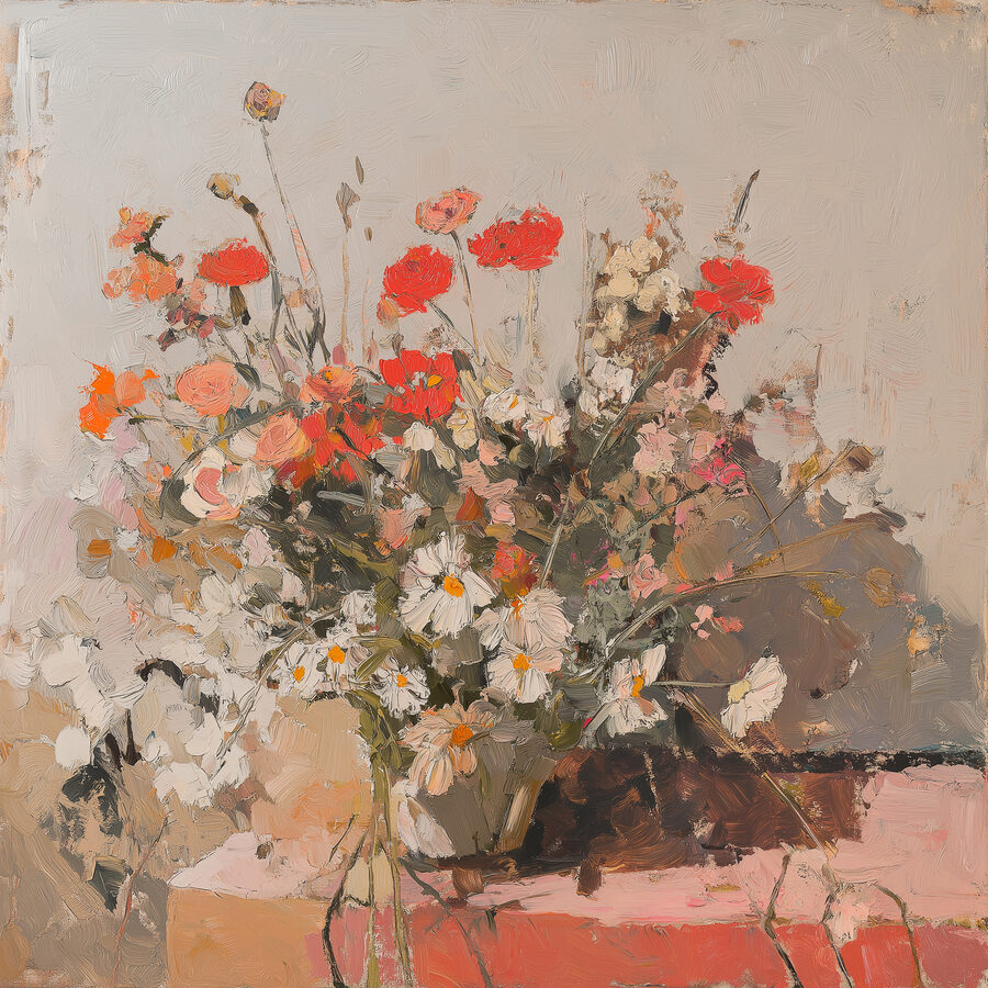 Gemälde von Blumen in einer Vase Gemälde von Blumen in einer Vase