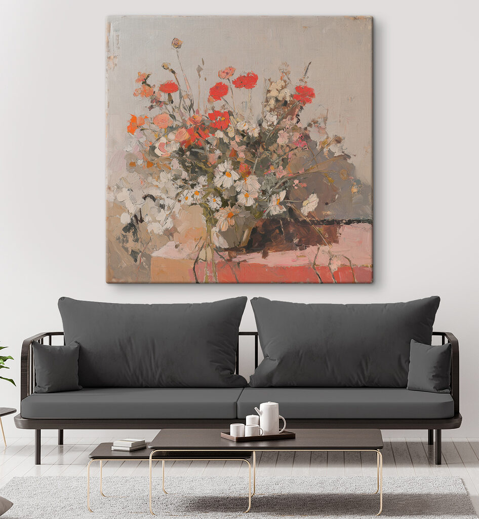 Painting of flowers in a vase