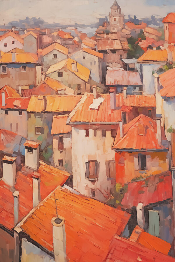 Painting of a city Painting of a city
