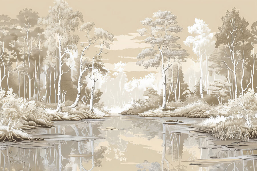 Fluss mit Bäumen und Pflanzen