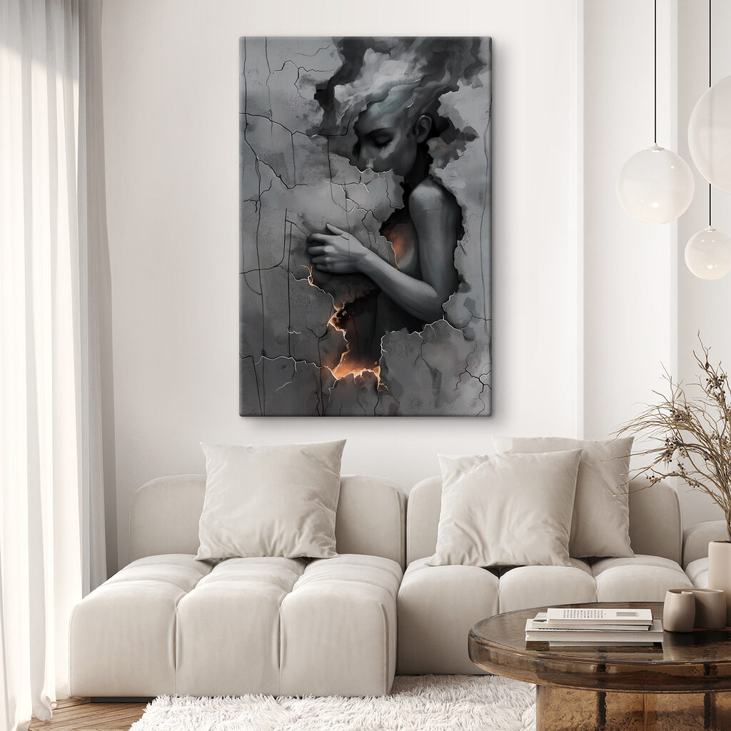 Woman with her face in a wall