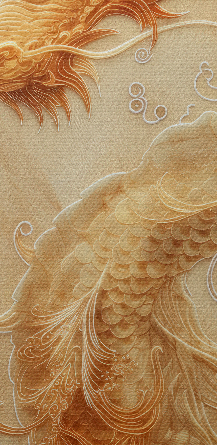 Majestic dragon in swirling clouds