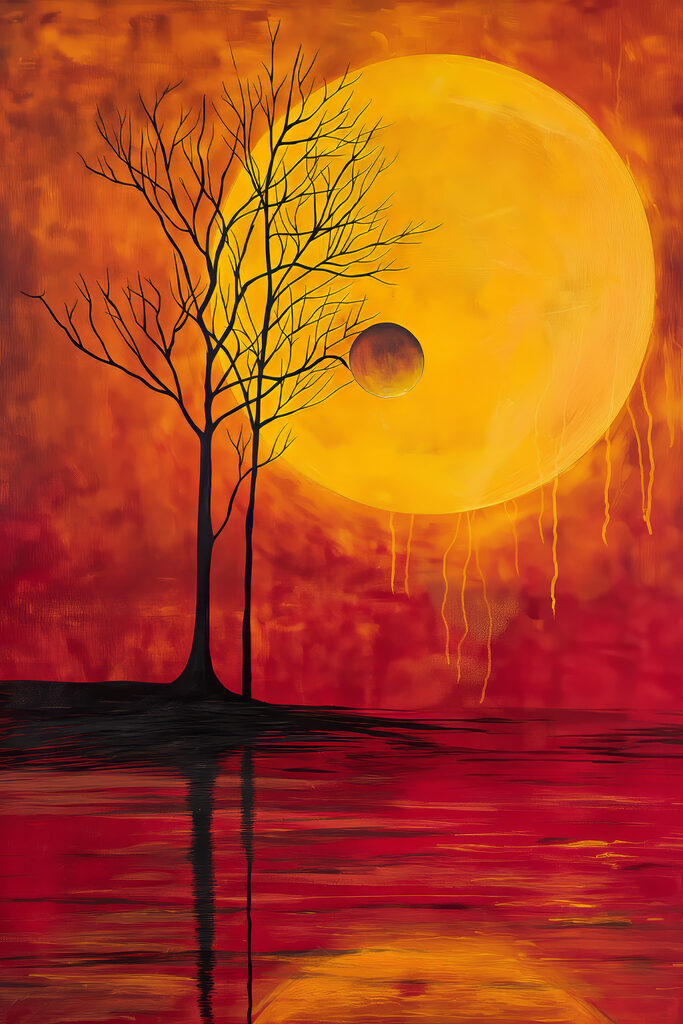Tree and moon in the background