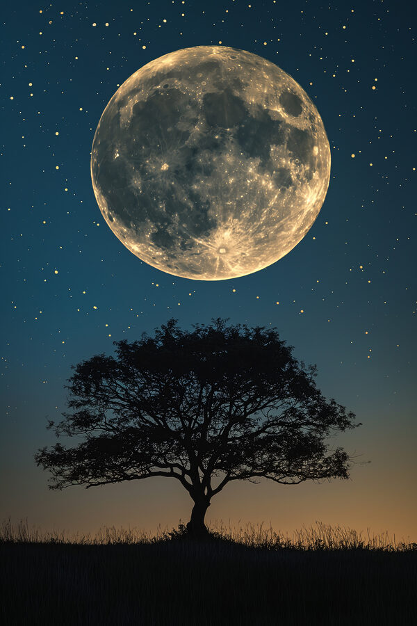 Baum und der Mond am Himmel Baum und der Mond am Himmel