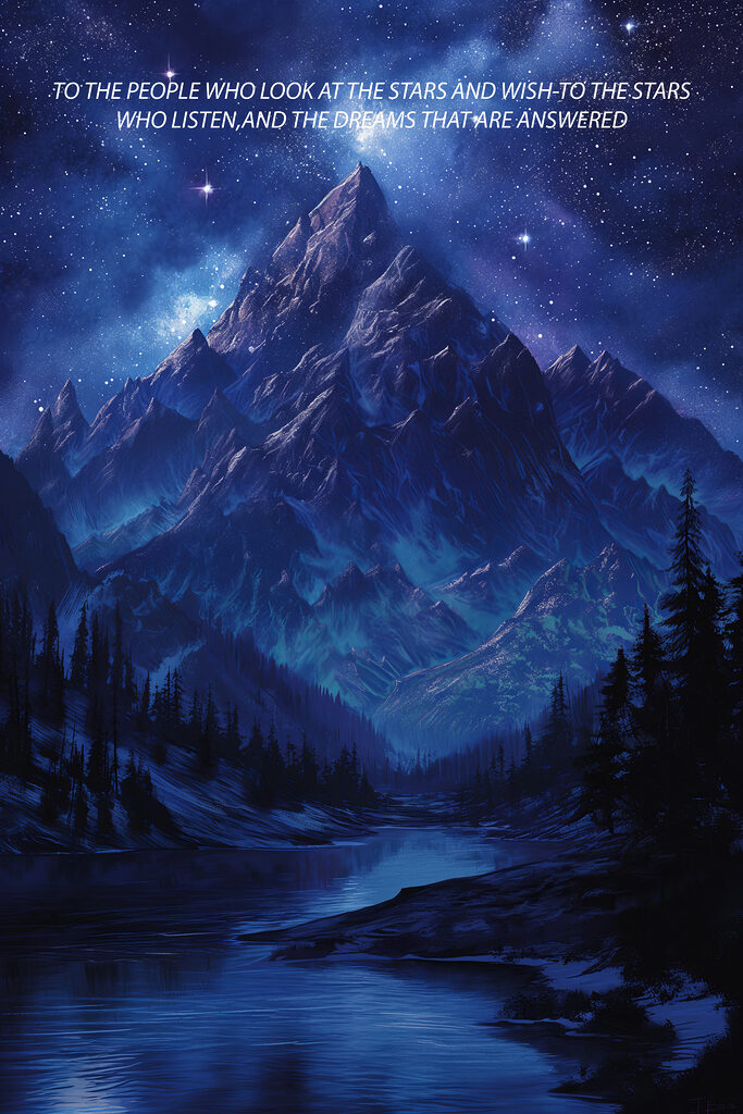 Mountain range with trees and a river