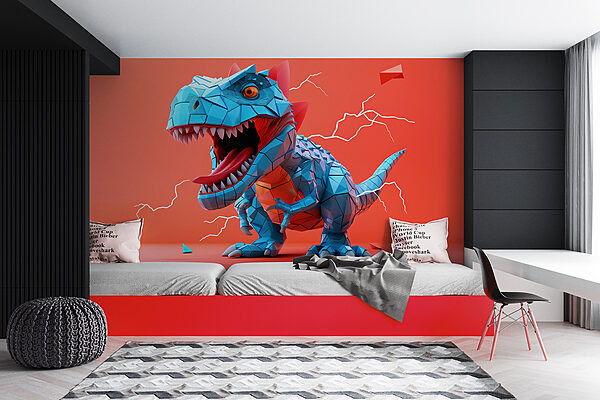 Blauer Dinosaurier mit einem Blitz, der aus ihm herauskommt Blauer Dinosaurier mit einem Blitz, der aus ihm herauskommt