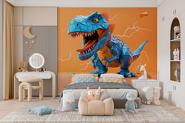 Blauer Dinosaurier mit einem Blitz, der aus ihm herauskommt Blauer Dinosaurier mit einem Blitz, der aus ihm herauskommt