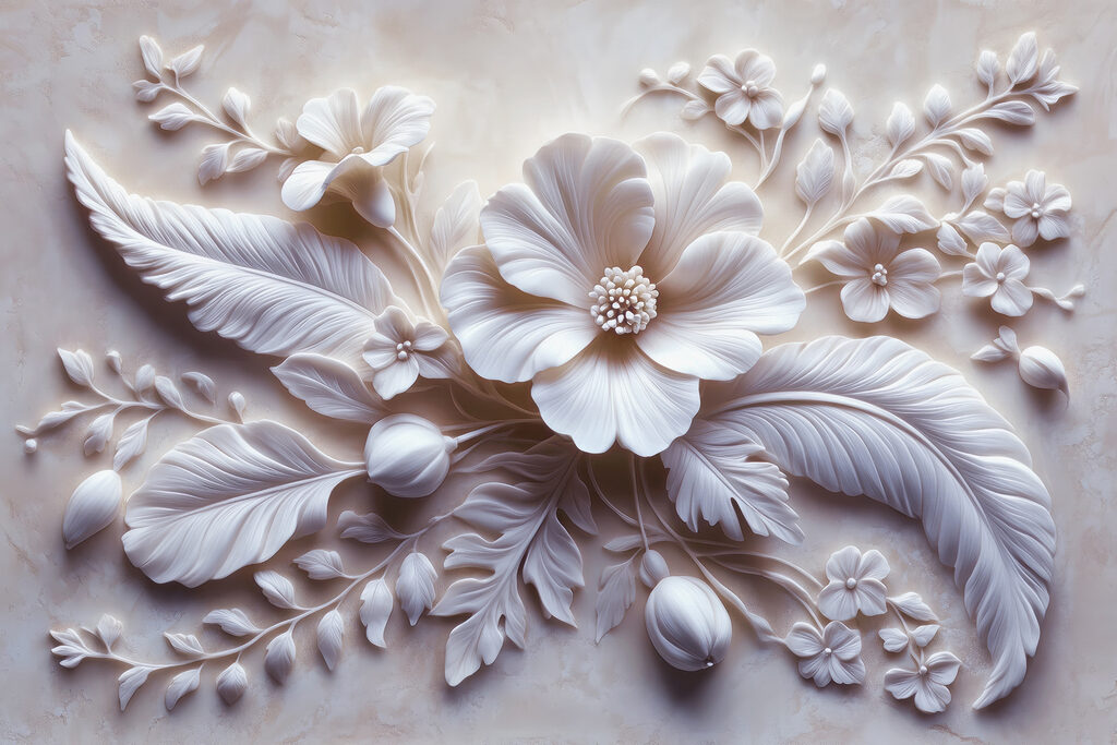 White flower and leaves White flower and leaves