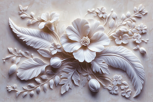 White flower and leaves White flower and leaves