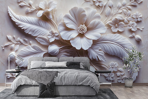 White flower and leaves White flower and leaves