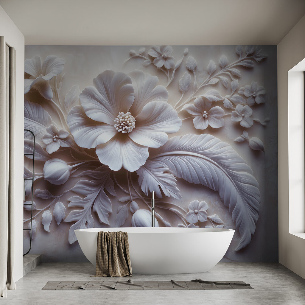 White flower and leaves White flower and leaves