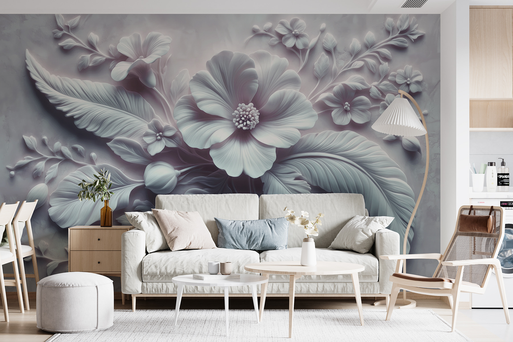 White flower and leaves White flower and leaves