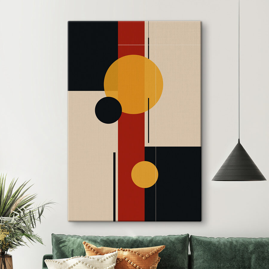 Buntes Kunstwerk mit Kreisen und Linien
