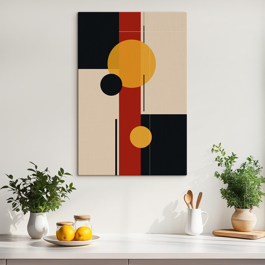 Buntes Kunstwerk mit Kreisen und Linien