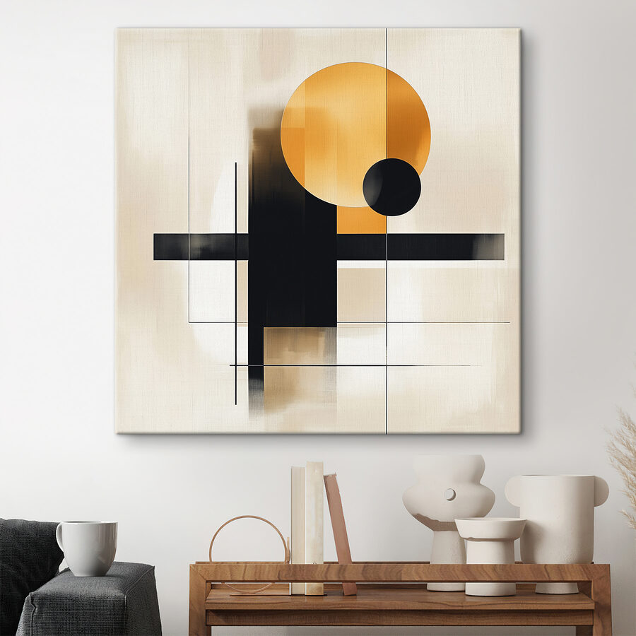 Schwarze und orangefarbene geometrische Formen