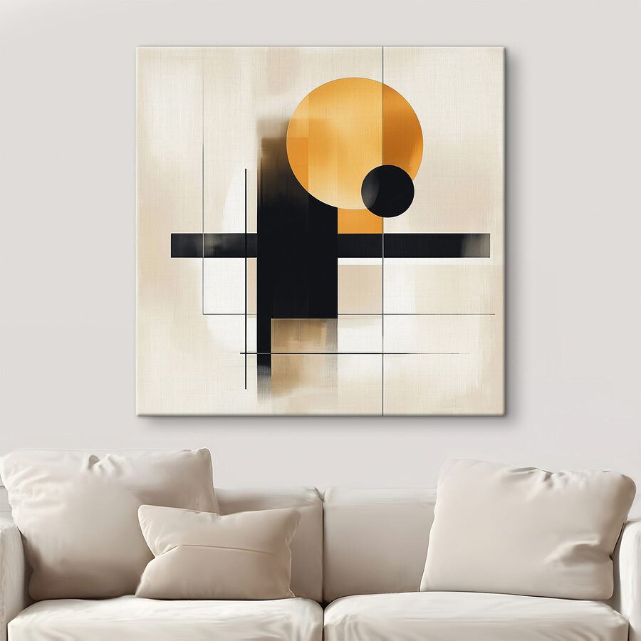Schwarze und orangefarbene geometrische Formen