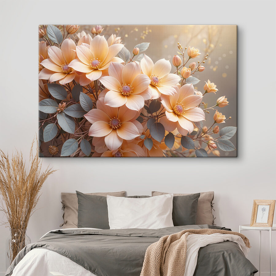 Gruppe von Blumen mit Blättern