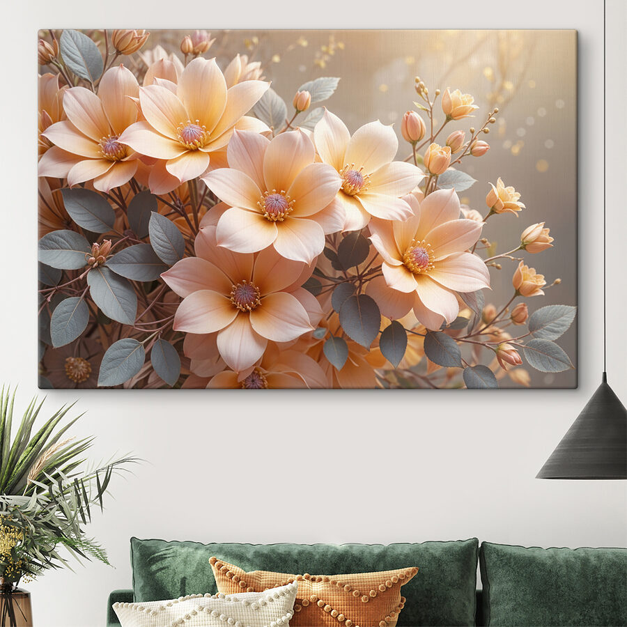Gruppe von Blumen mit Blättern
