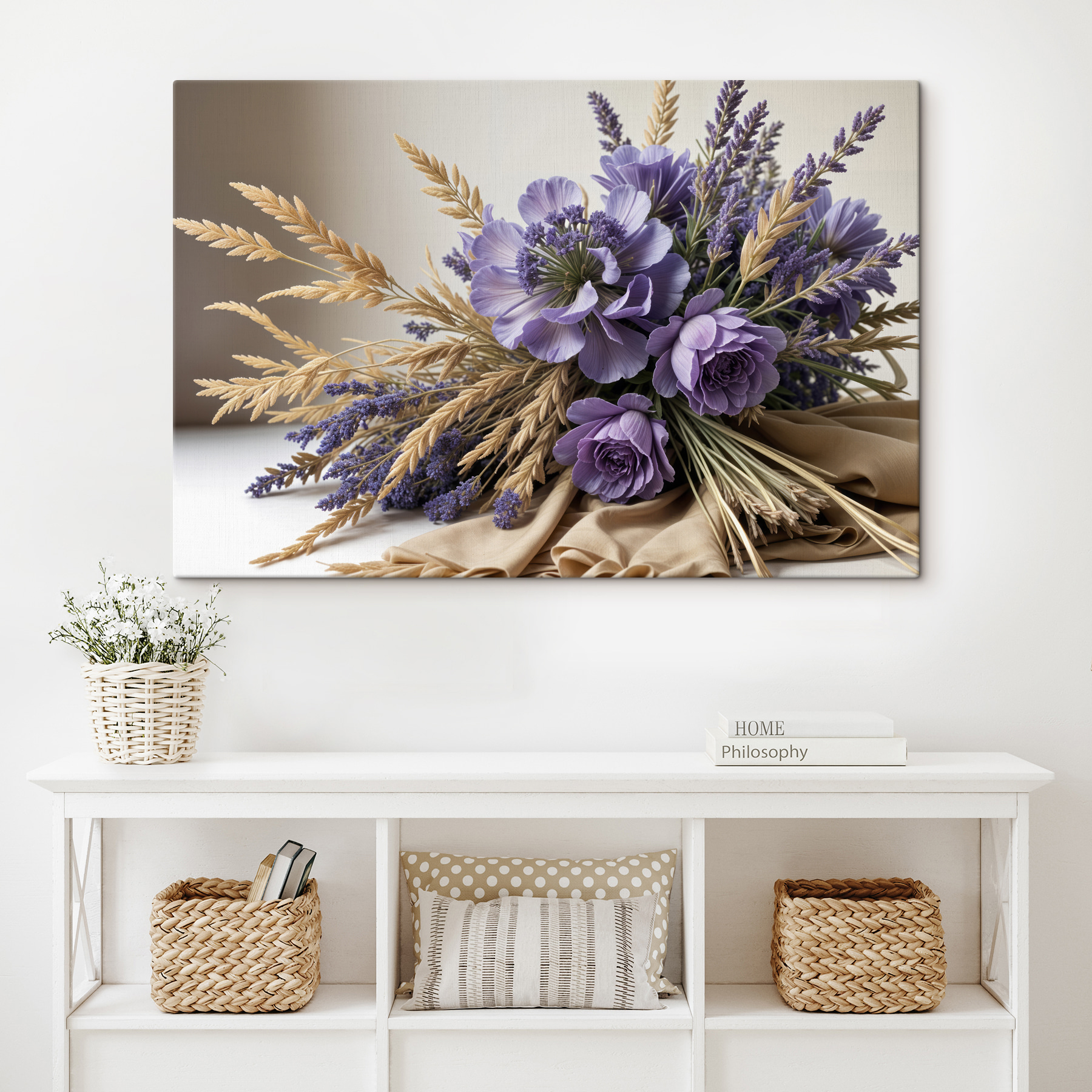 Bouquet of purple flowers and wheat Bouquet of purple flowers and wheat