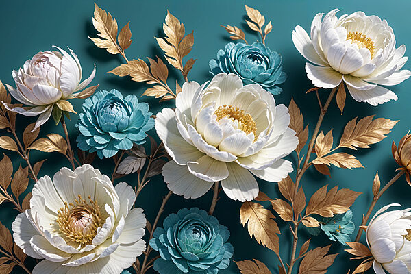 Group of white and blue flowers Group of white and blue flowers
