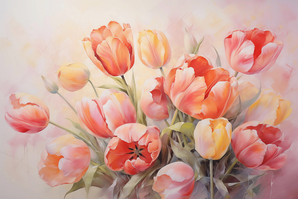 Gemälde von Blumen auf weißem Hintergrund Gemälde von Blumen auf weißem Hintergrund