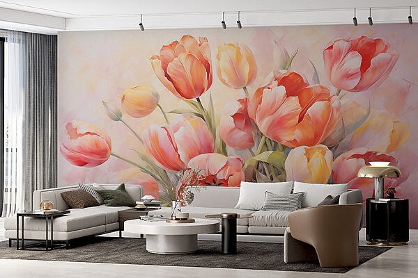 Gemälde von Blumen auf weißem Hintergrund Gemälde von Blumen auf weißem Hintergrund