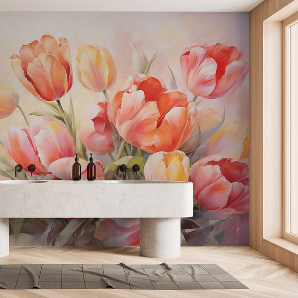 Gemälde von Blumen auf weißem Hintergrund Gemälde von Blumen auf weißem Hintergrund