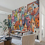 Fototapeten Gruppe von bunten Gebäuden