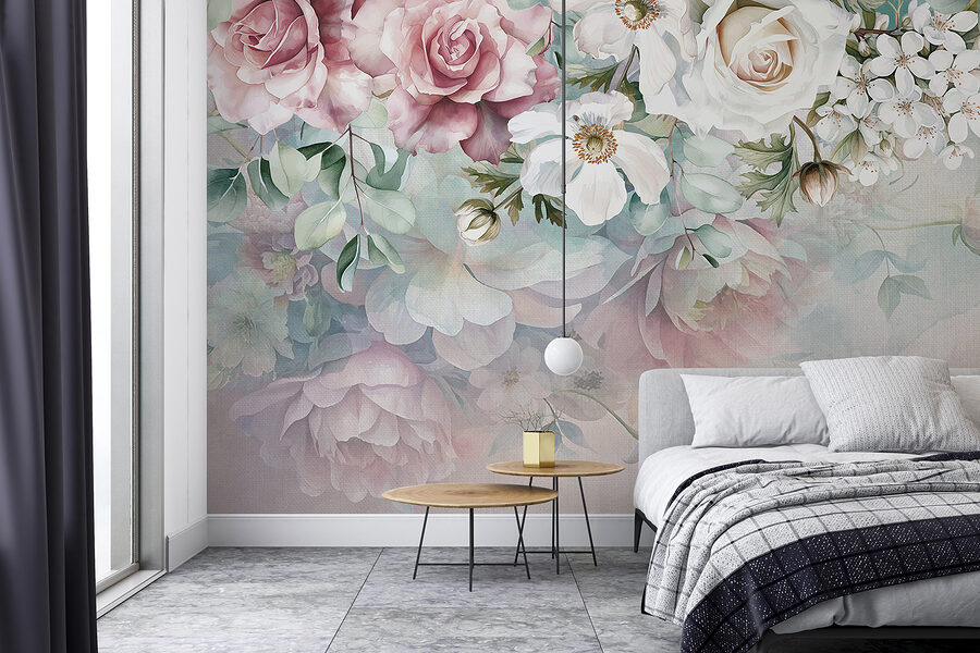 Malerei von Blumen auf einer Fläche