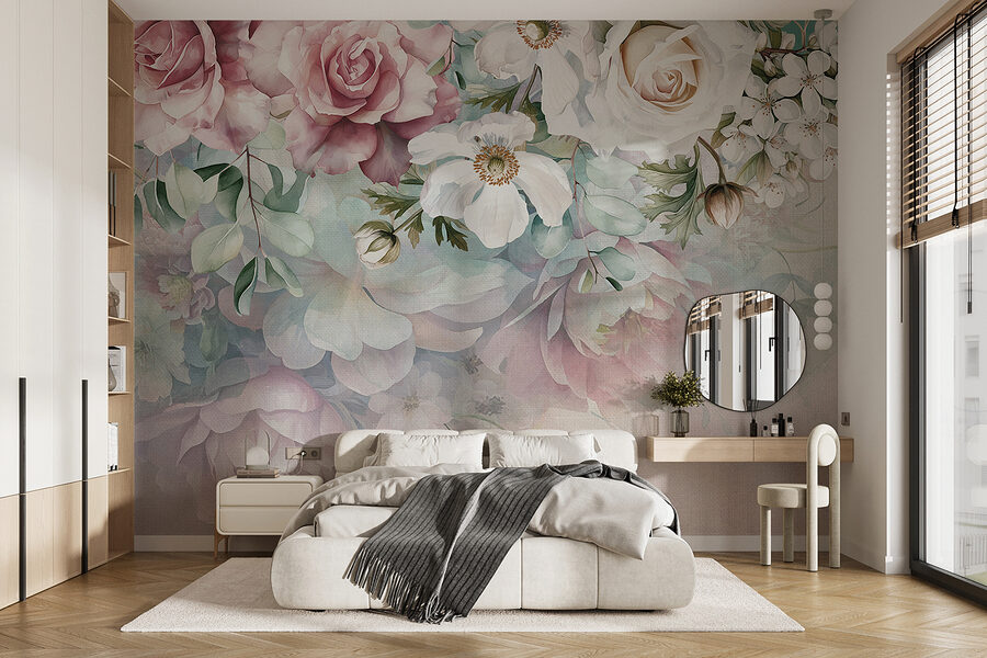 Malerei von Blumen auf einer Fläche