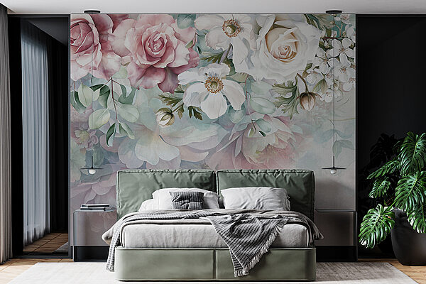 Malerei von Blumen auf einer Fläche Malerei von Blumen auf einer Fläche